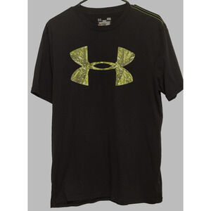 UNDER ARMOUR Women's Heat gear Black With Green Camo T-Shirt large